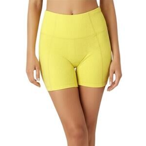 Gigi C Mila High Waist Textured Bike Shorts in Yellow Women Size Medium NWT